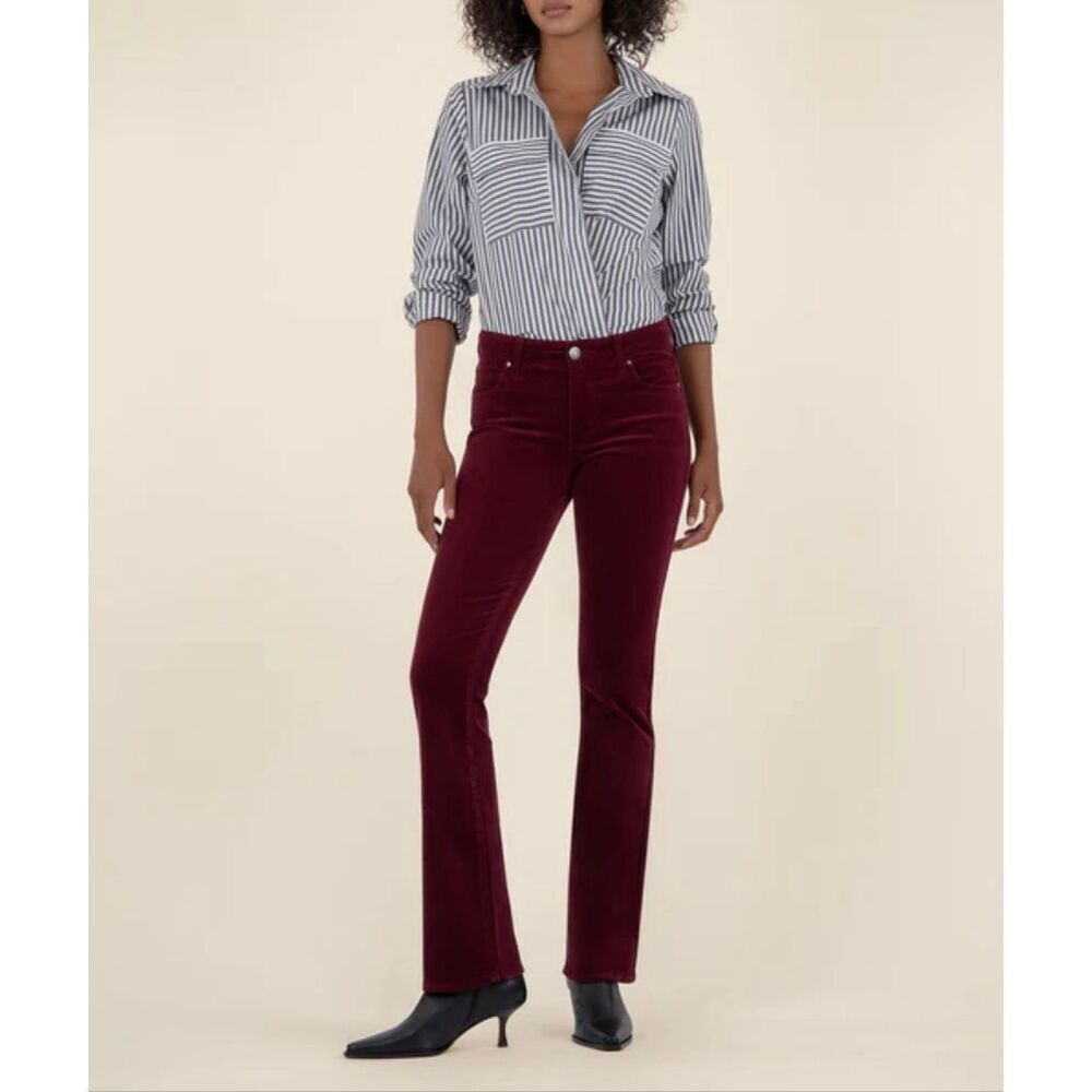 🌸 Kut From The Kloth Natalie Corduroy Burgundy Flare Pants Size 6 Petite